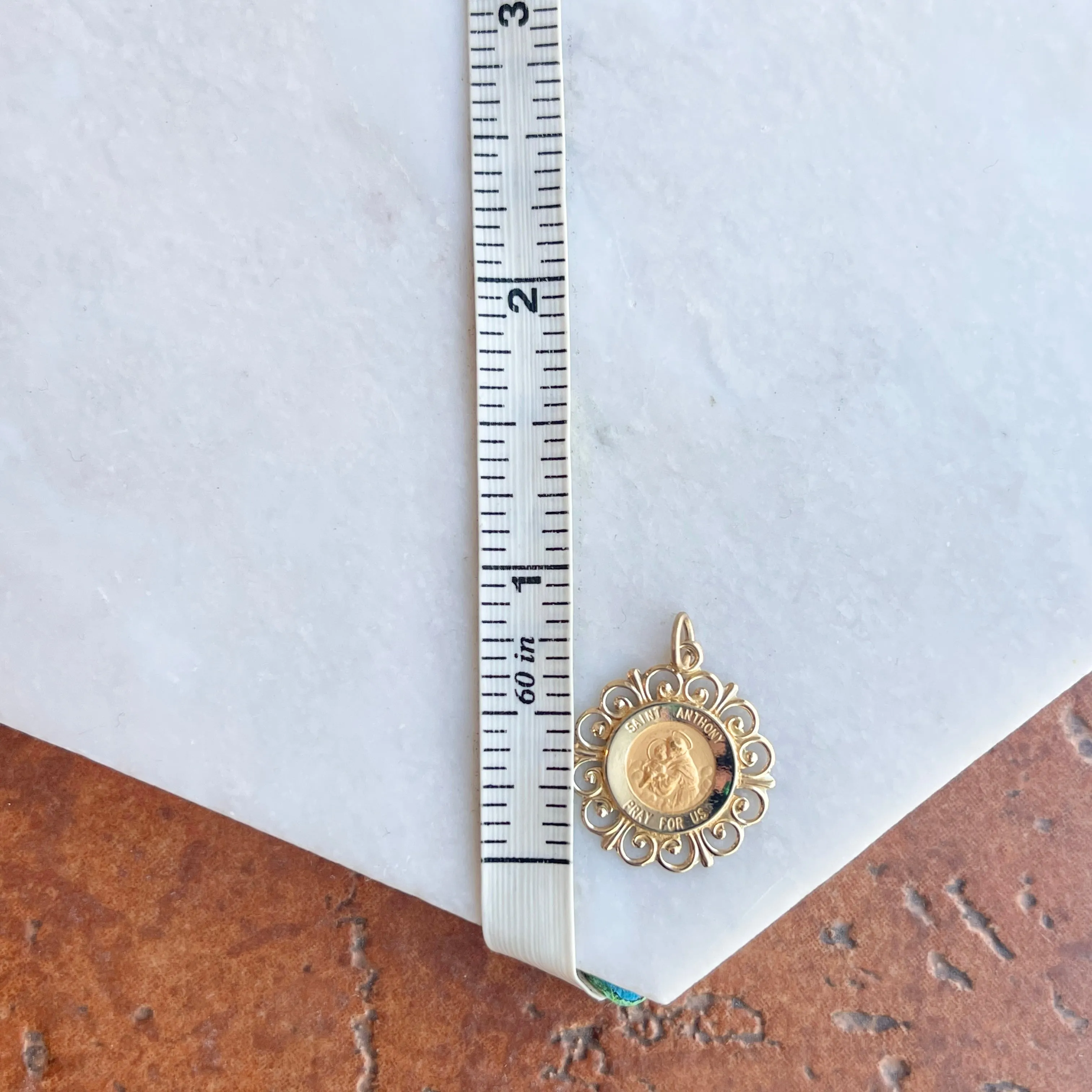 14KT Yellow Gold Detailed Saint Anthony Medal Pendant