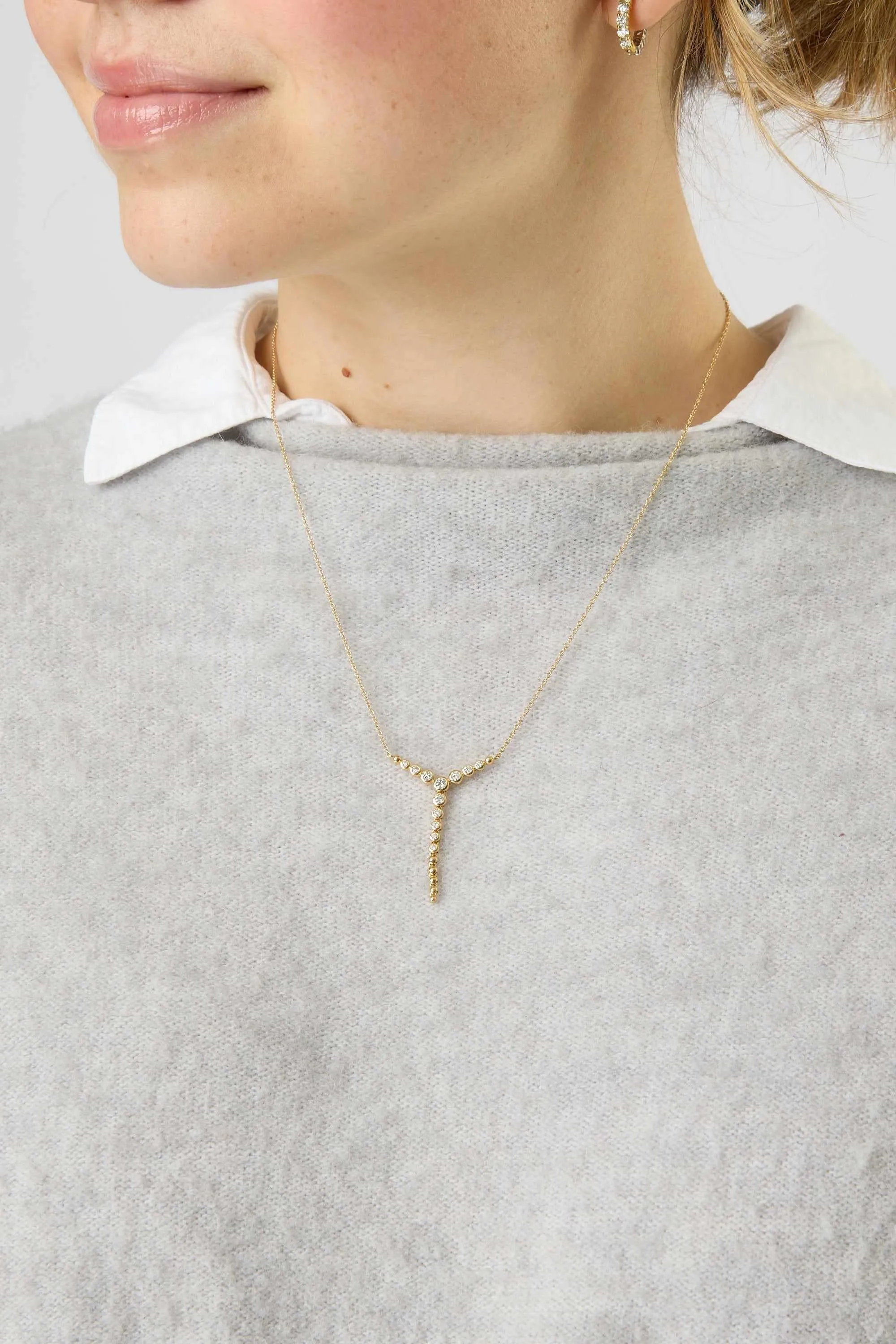 14KY Diamond Bezel Y Necklace