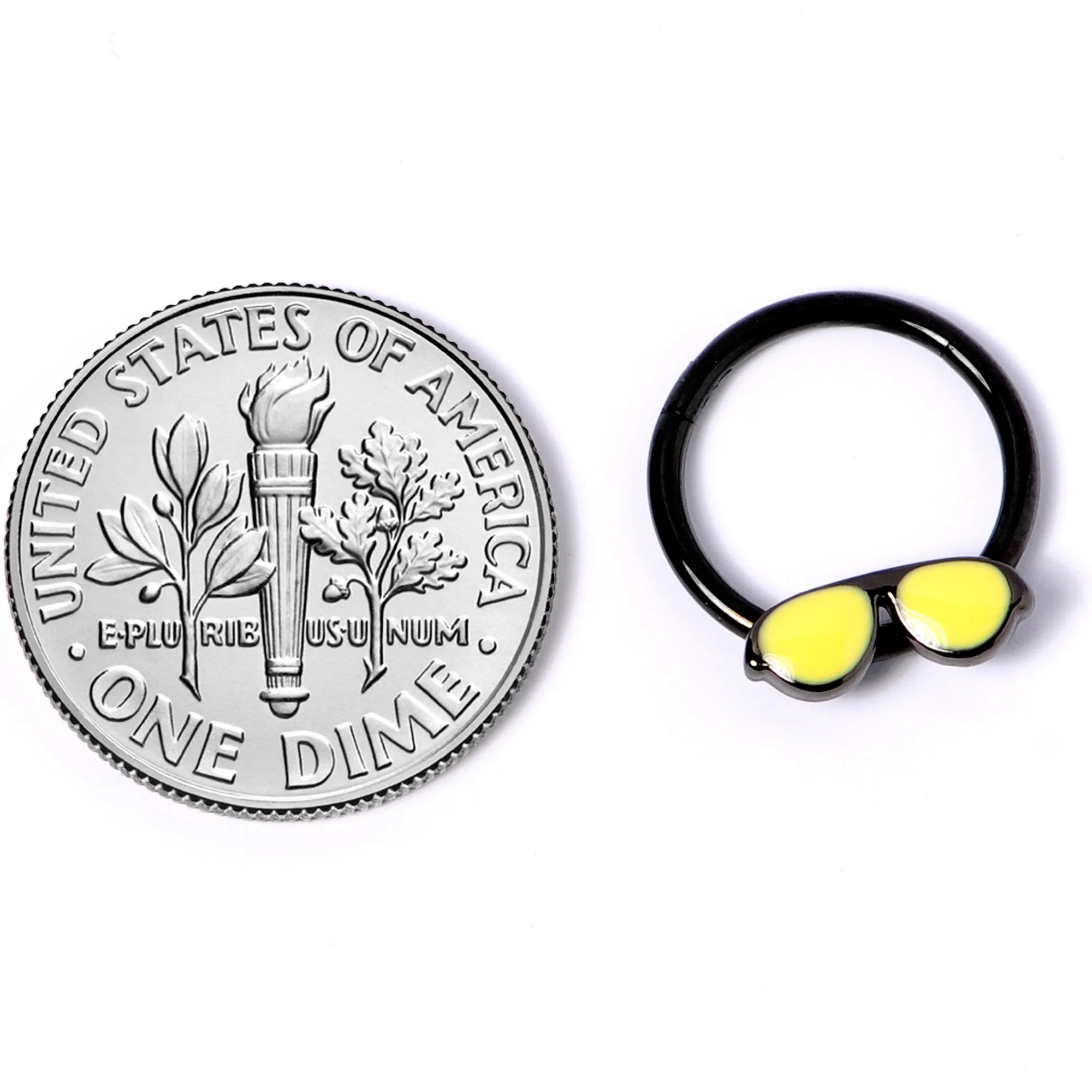 16 Gauge 3/8 Black Yellow Aviator Sunglasses Hinged Segment Ring