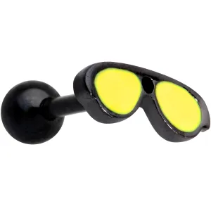 16 Gauge 5/16 Yellow Black Aviator Sunglasses Cartilage Tragus Earring