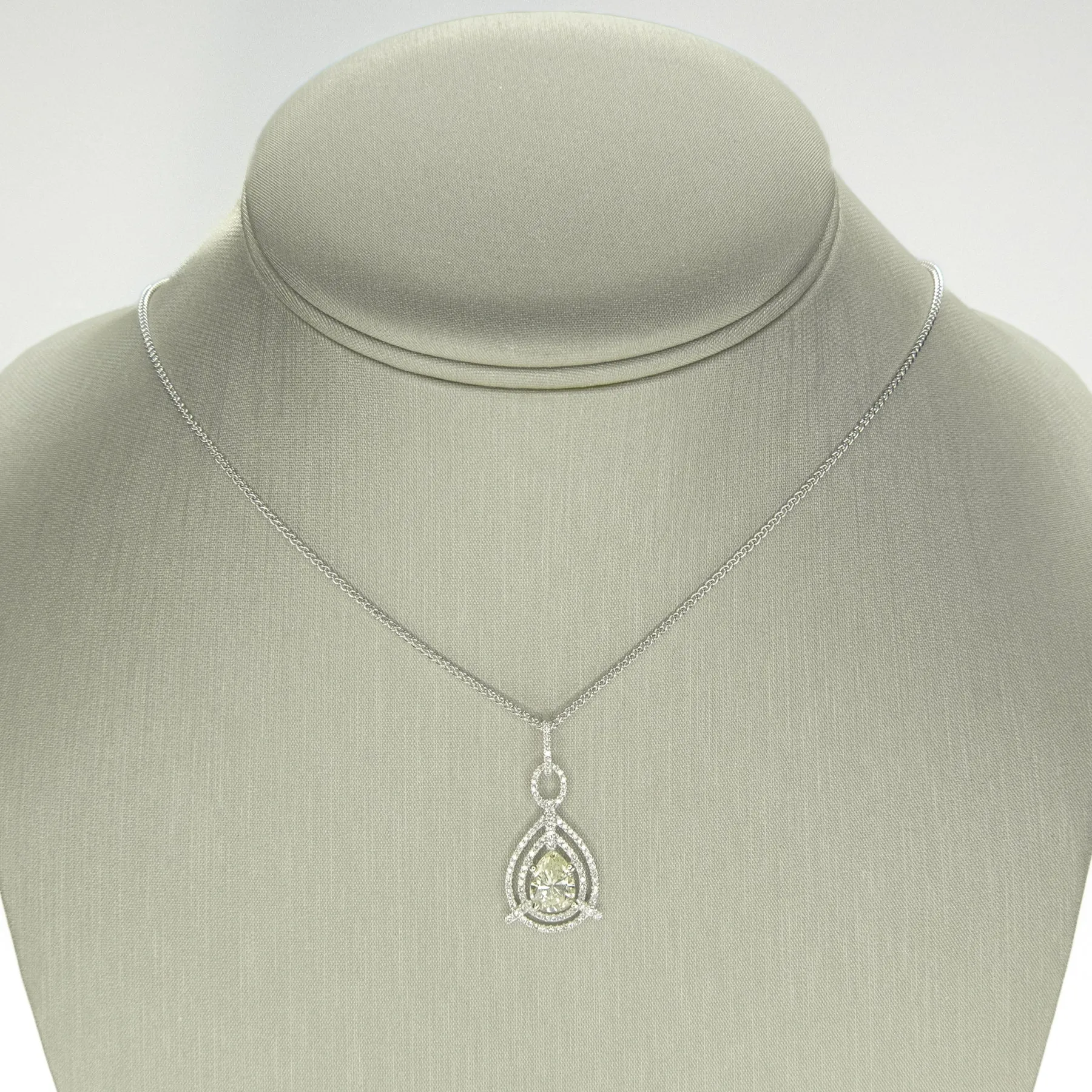 1.65ctw Pear Diamond Pendant on 18" Necklace in 14K White Gold