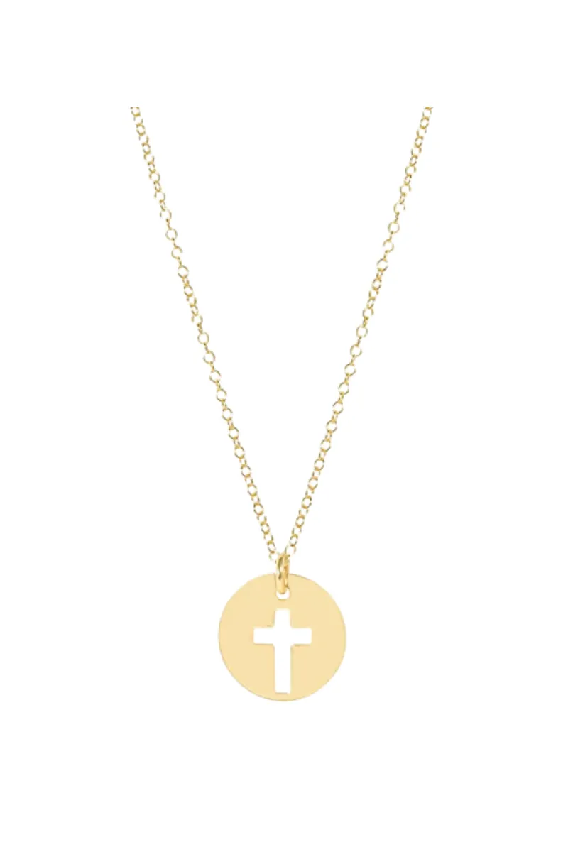 16" Necklace Gold - Blessed Gold Disc