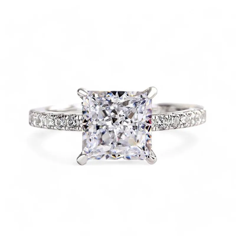 1.70 CT Princess Cut Colorless Moissanite Hidden Halo Engagement Ring