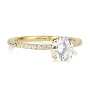18K Gold 4-Prong Pave Diamond Ring Mount