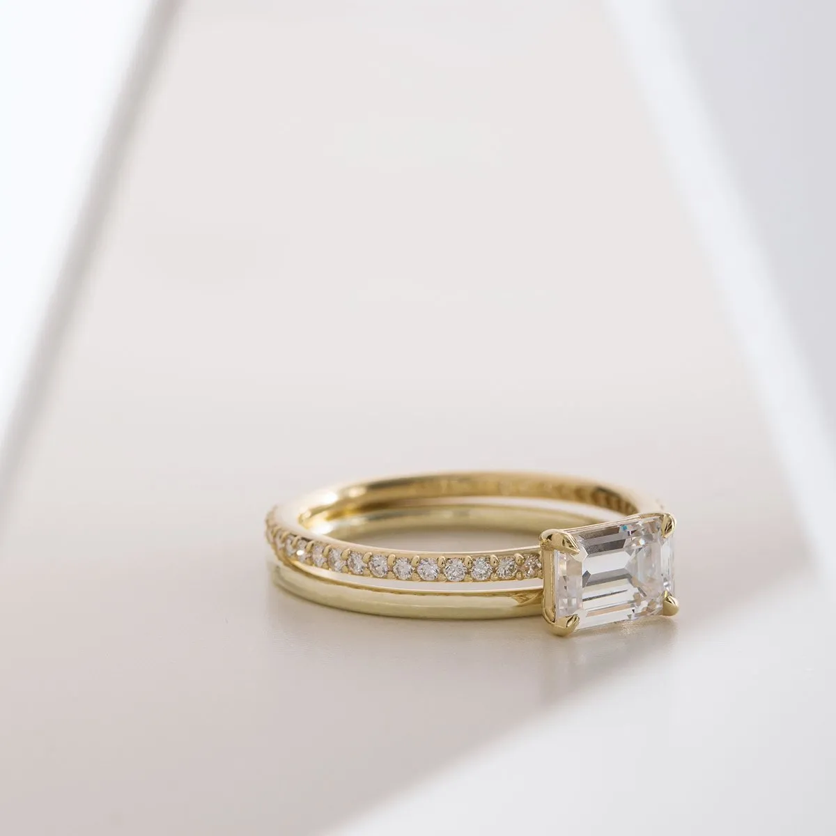 18K Gold 4-Prong Pave Diamond Ring Mount