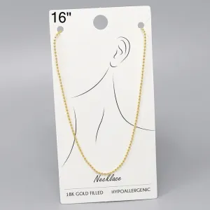 18K Gold Filled Ball Chain Necklace - 16"