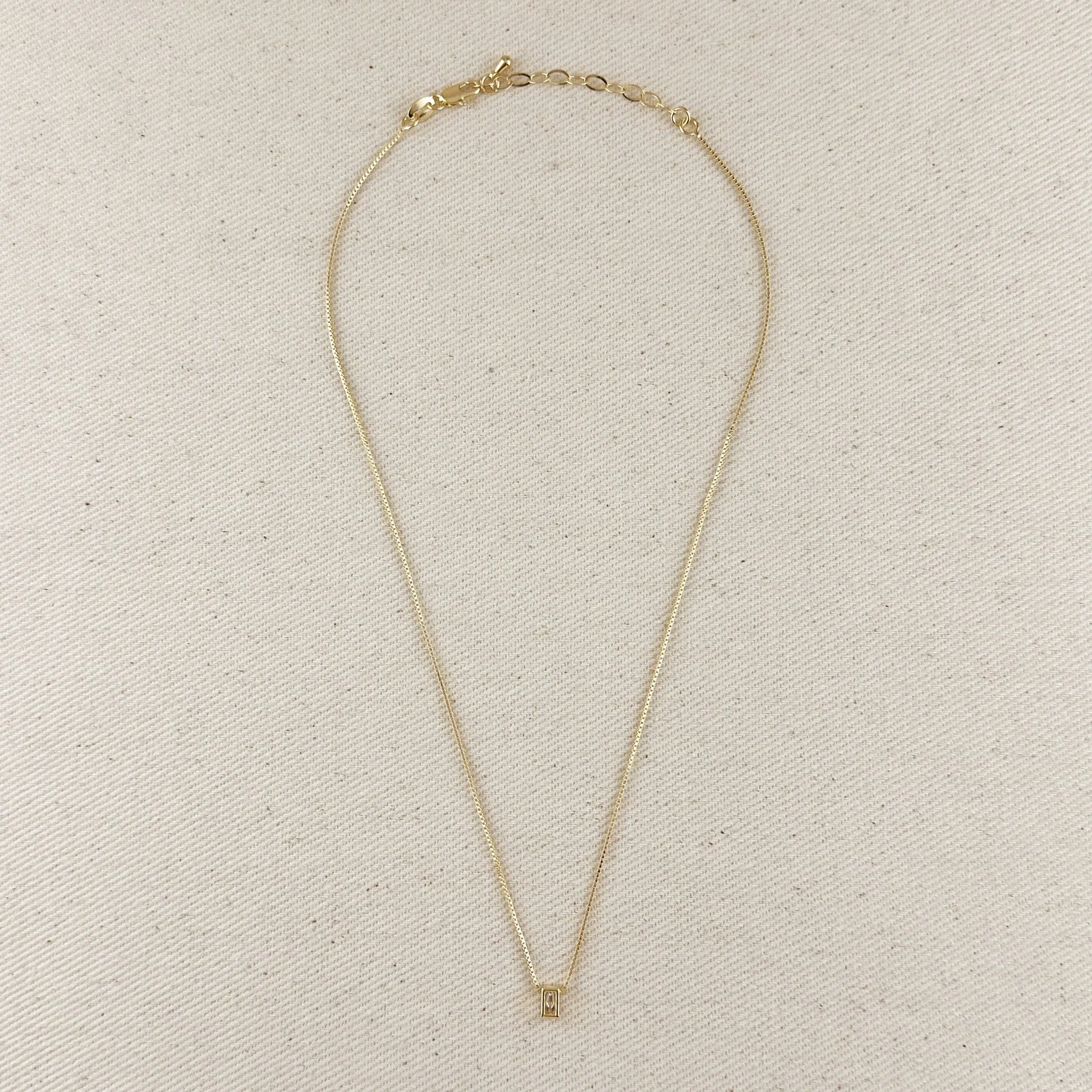 18k Gold Filled Mini CZ Baguette Necklace