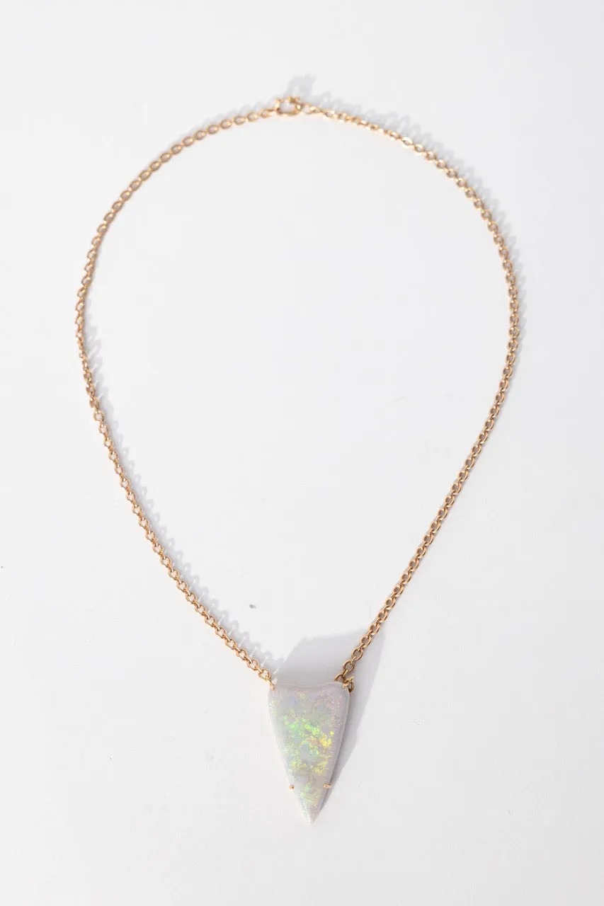 18K Rose Gold Necklace with Opal Heart