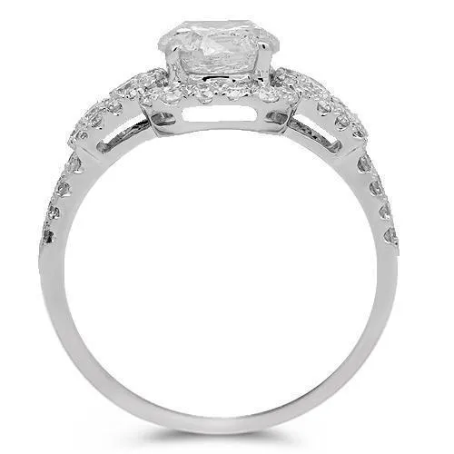18K Solid White Gold Diamond Engagement Ring 2.27 Ctw