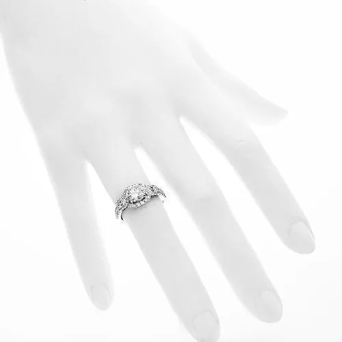 18K Solid White Gold Diamond Engagement Ring 2.27 Ctw