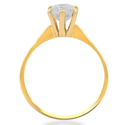 18K Solid Yellow Gold Diamond Solitaire Engagement Ring 1.03 Ctw