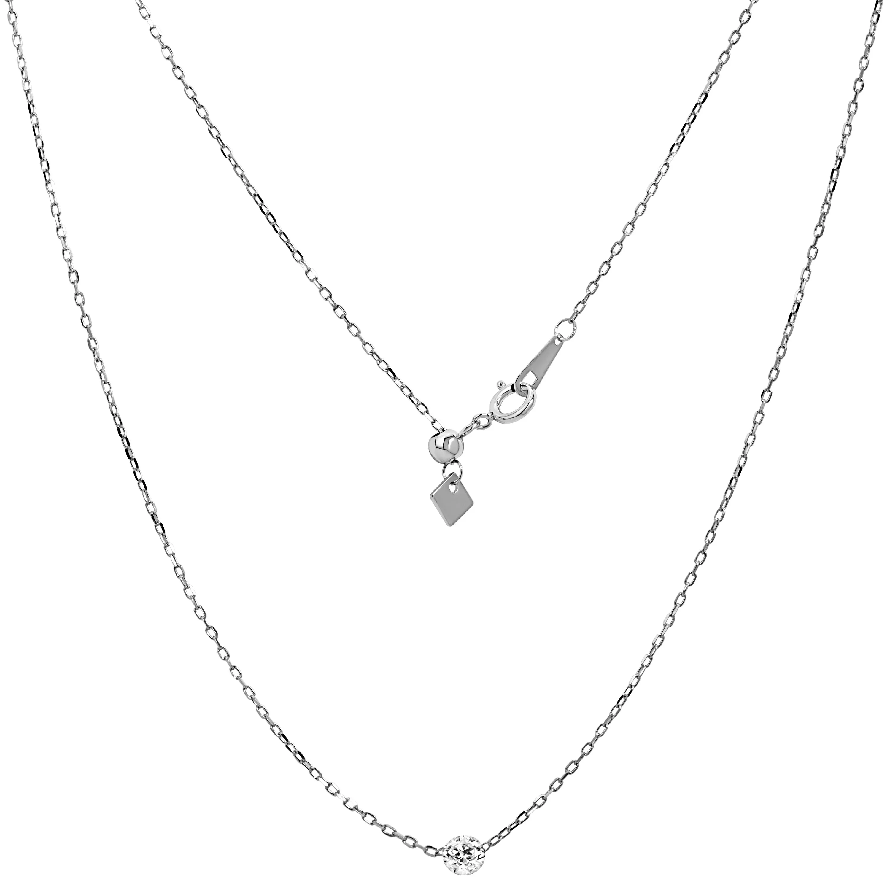 18K White Gold Single Diamond Drop Necklace