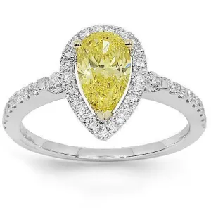 18K White Solid Gold Diamond Engagement Ring 1.60 Ctw