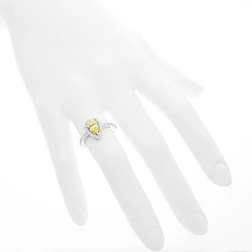 18K White Solid Gold Diamond Engagement Ring 1.60 Ctw