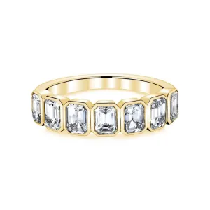 18K Yellow Gold Emerald Bezel Set 1.38ct Diamond Band