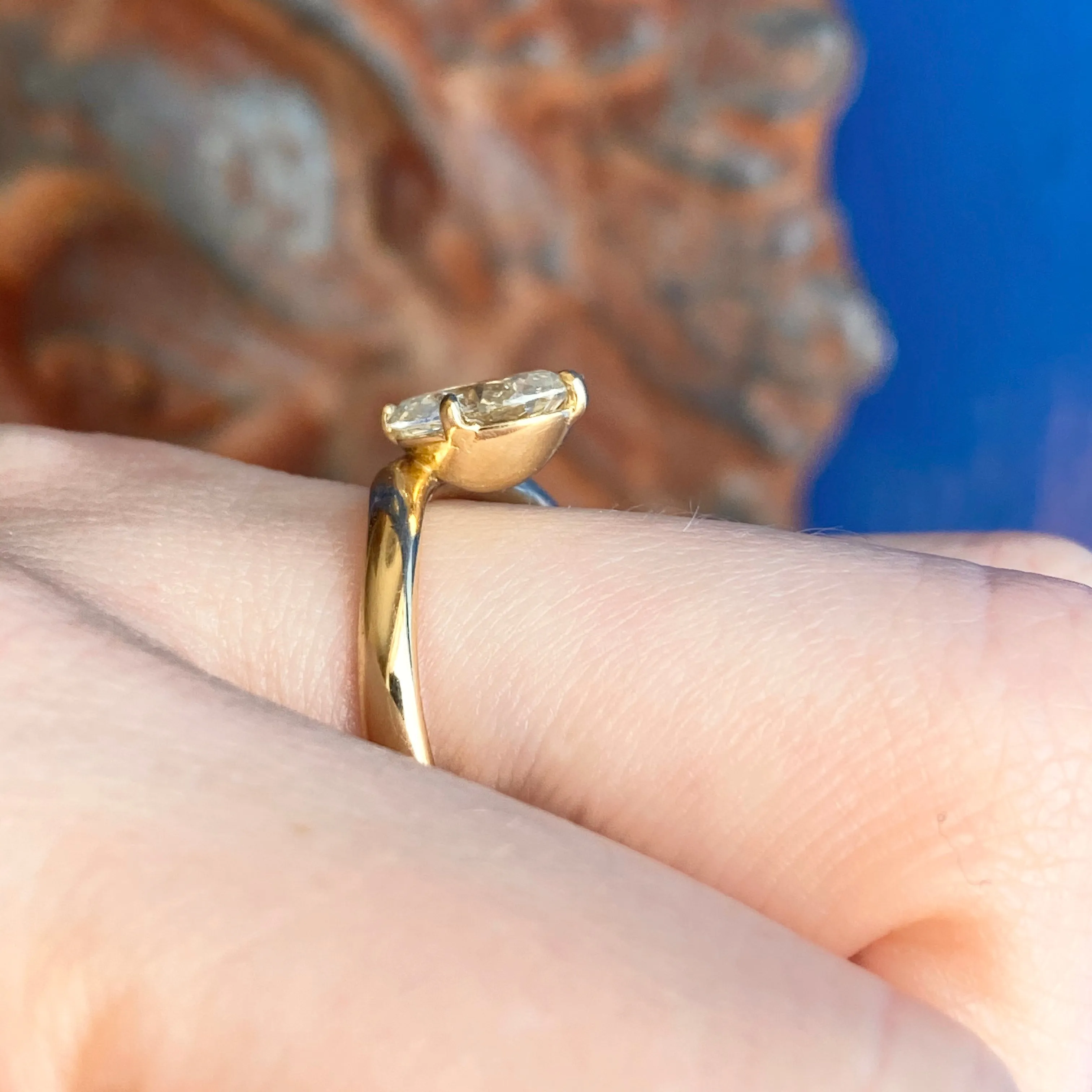 18KT Yellow Gold Oval Yellow Fancy 1.31CT Diamond Chevron Band Ring