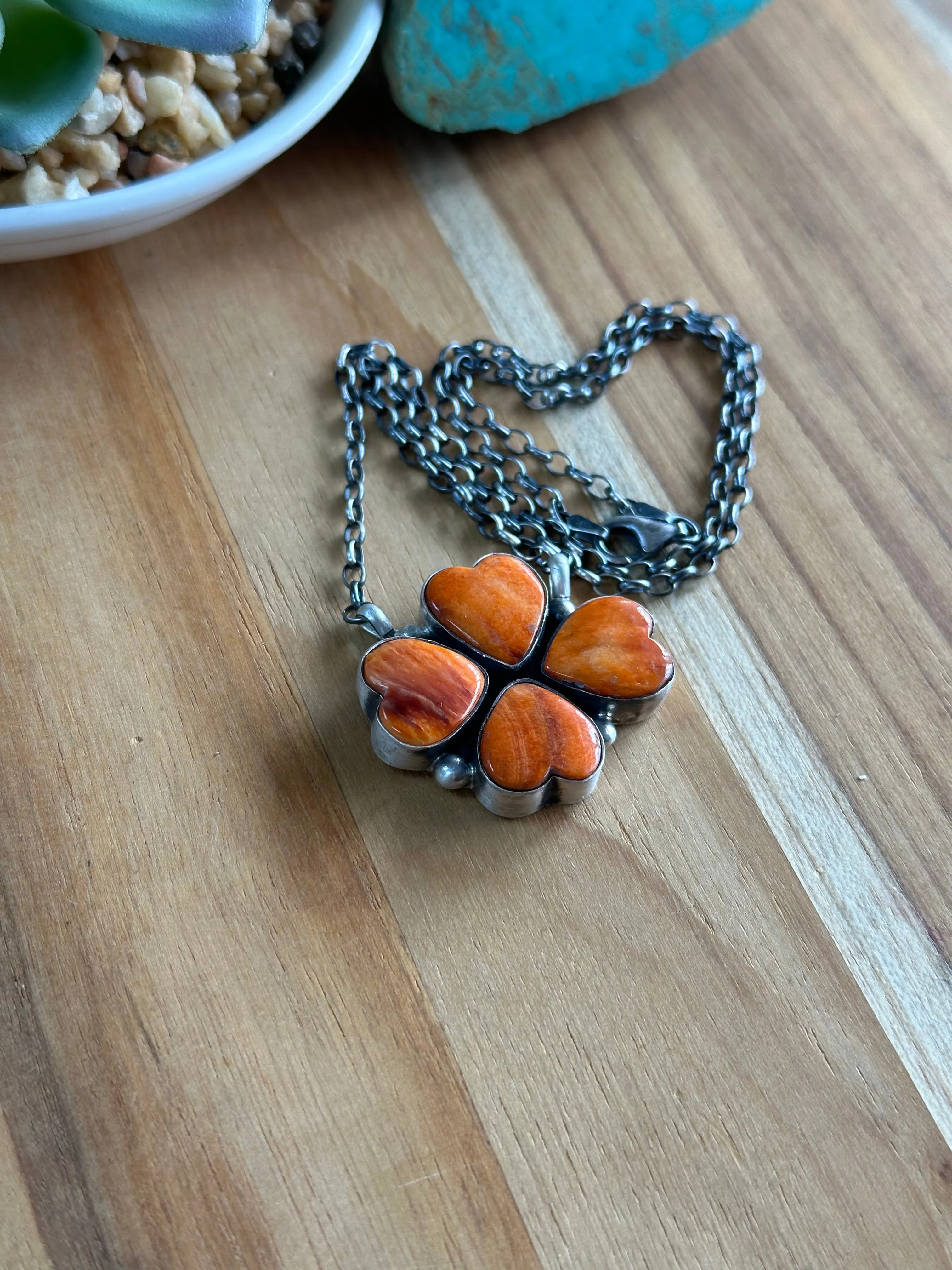 18" Spiny 4 Heart Pendant Necklace