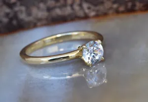 2 carat Moissanite ring-solitaire moissanite ring-4 prong solitaire ring-Solitaire engagement ring round-Moissanite ring yellow gold