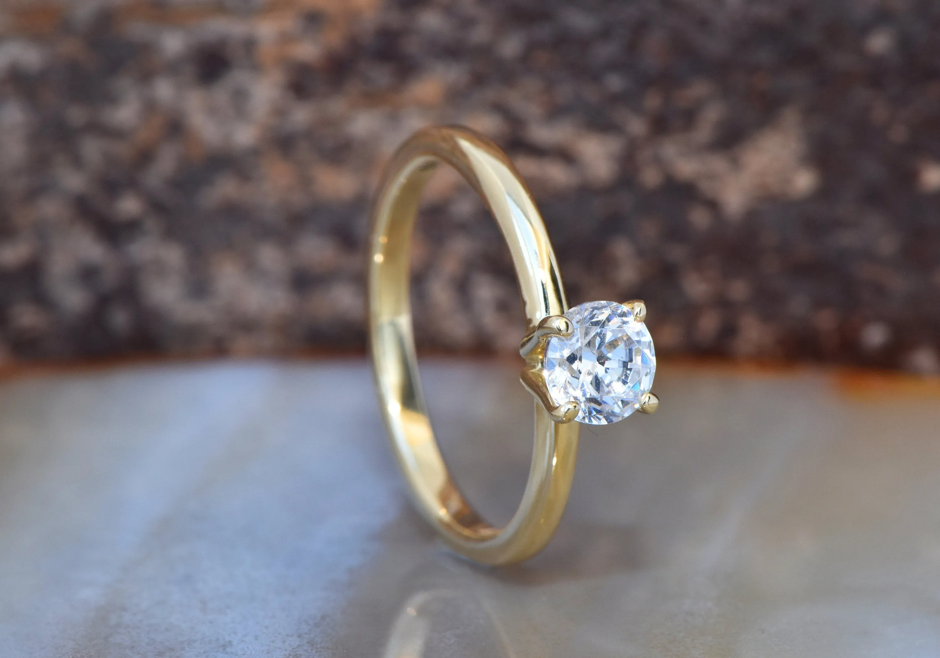 2 carat Moissanite ring-solitaire moissanite ring-4 prong solitaire ring-Solitaire engagement ring round-Moissanite ring yellow gold