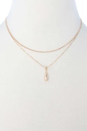 2 Layered Metal Pendant Necklace