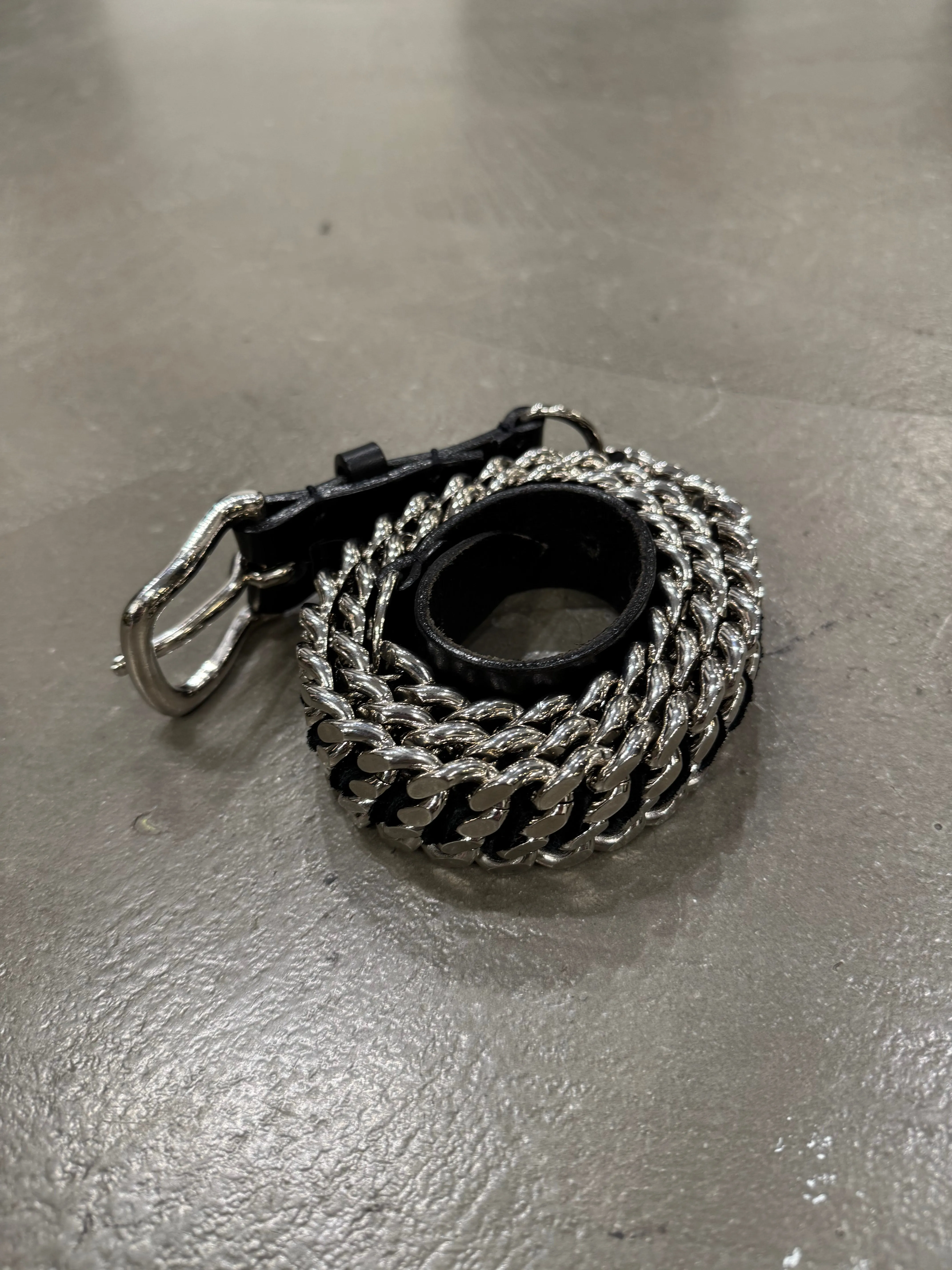 2010 Balmain by Decarnin heavy metal leather chain belt