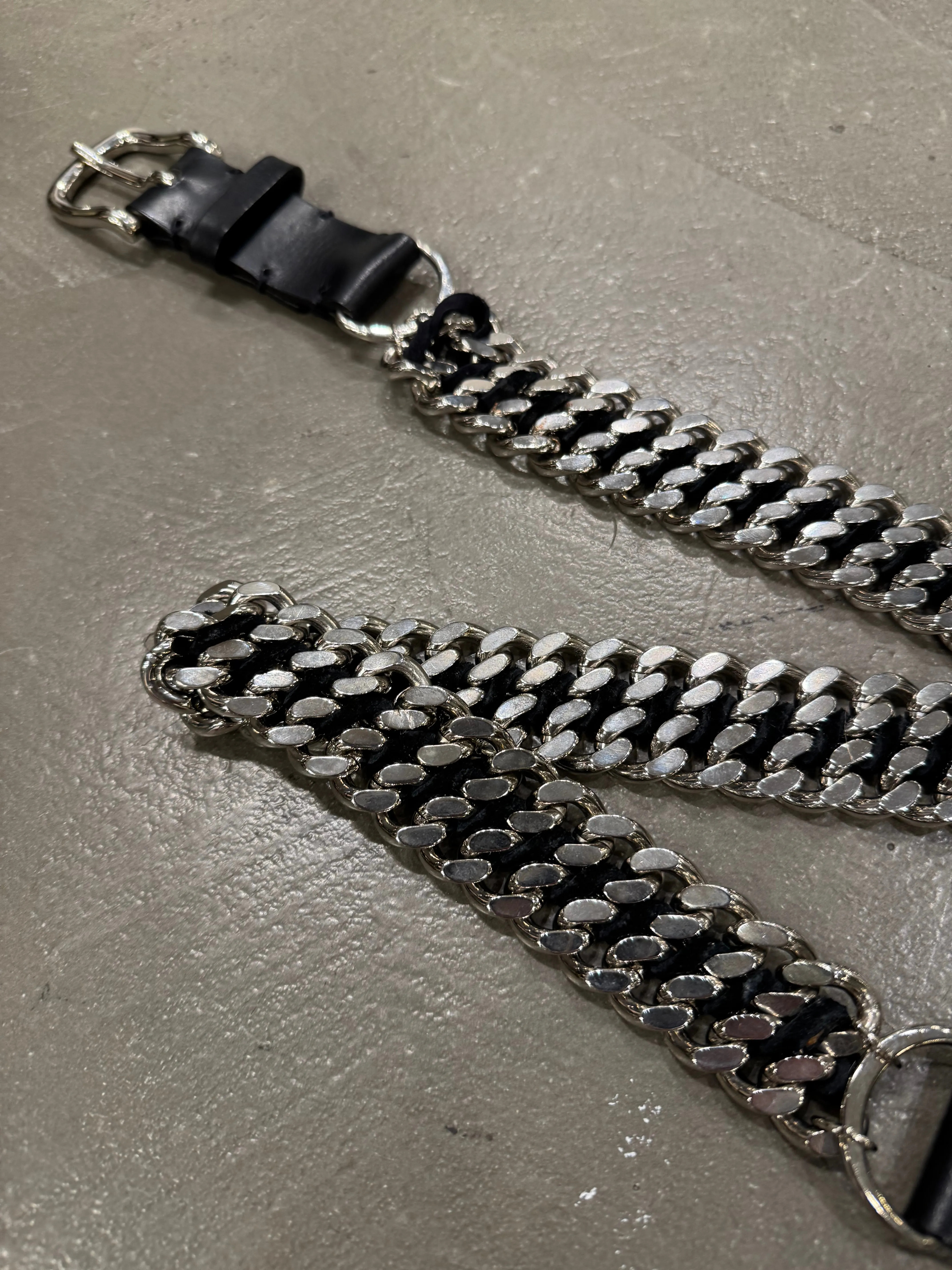 2010 Balmain by Decarnin heavy metal leather chain belt