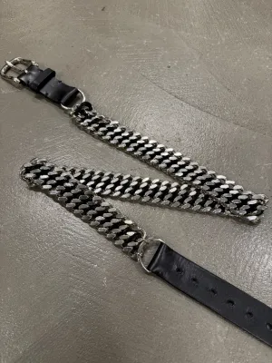 2010 Balmain by Decarnin heavy metal leather chain belt