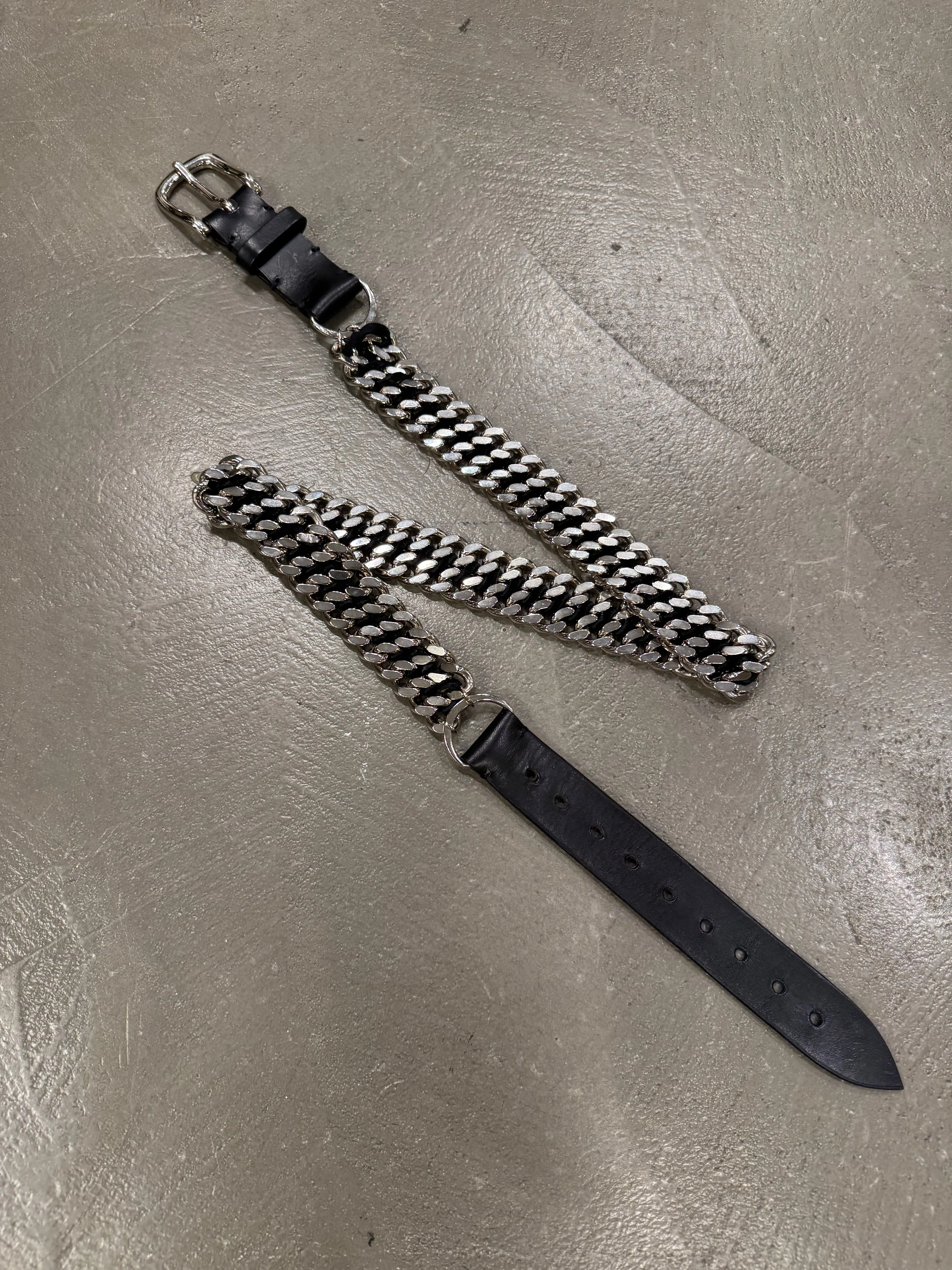 2010 Balmain by Decarnin heavy metal leather chain belt