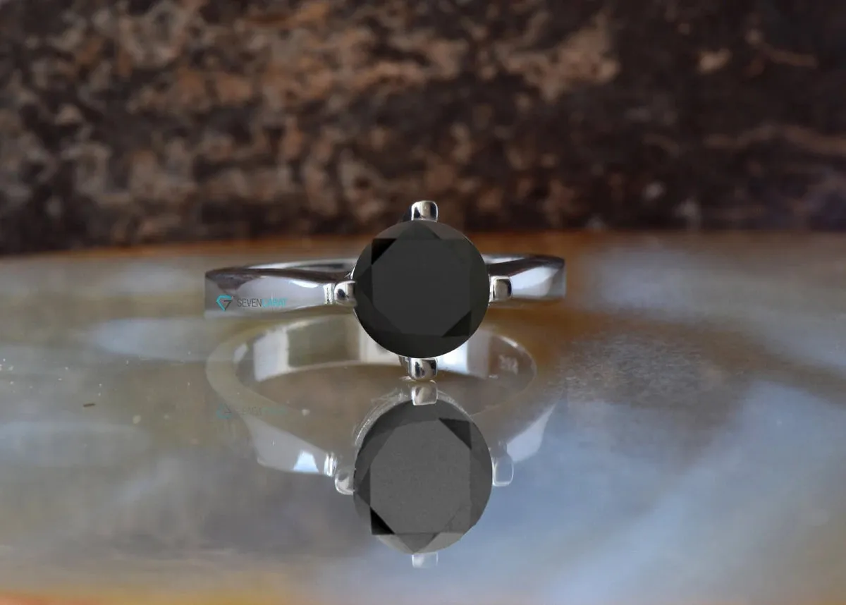 2.12 ct black diamond engagement ring