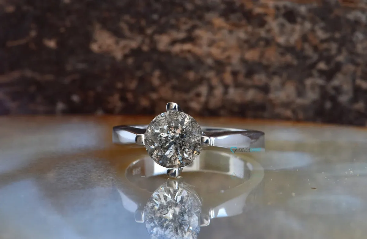 2.12 ct Salt and Pepper  diamond ring- Gray Diamond
