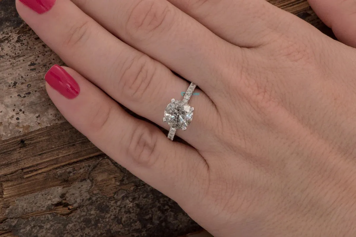 2.42 ct Salt and Pepper diamond ring - 14k 18K White Gold- Platinum Ring