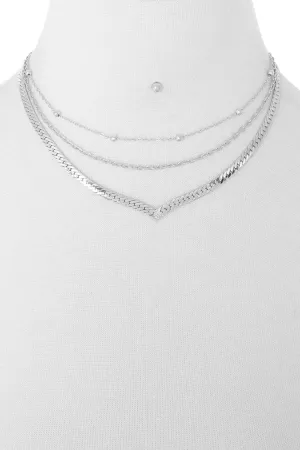 3 Layered Metal Chain Multi Necklace