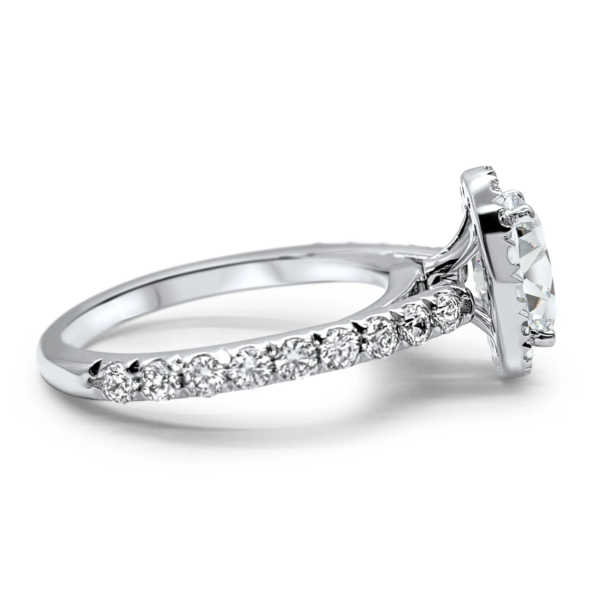 3.3 ctw Diamond Halo Wedding set, Oval  Engagement set, Bridal Set 14k Solid White Gold