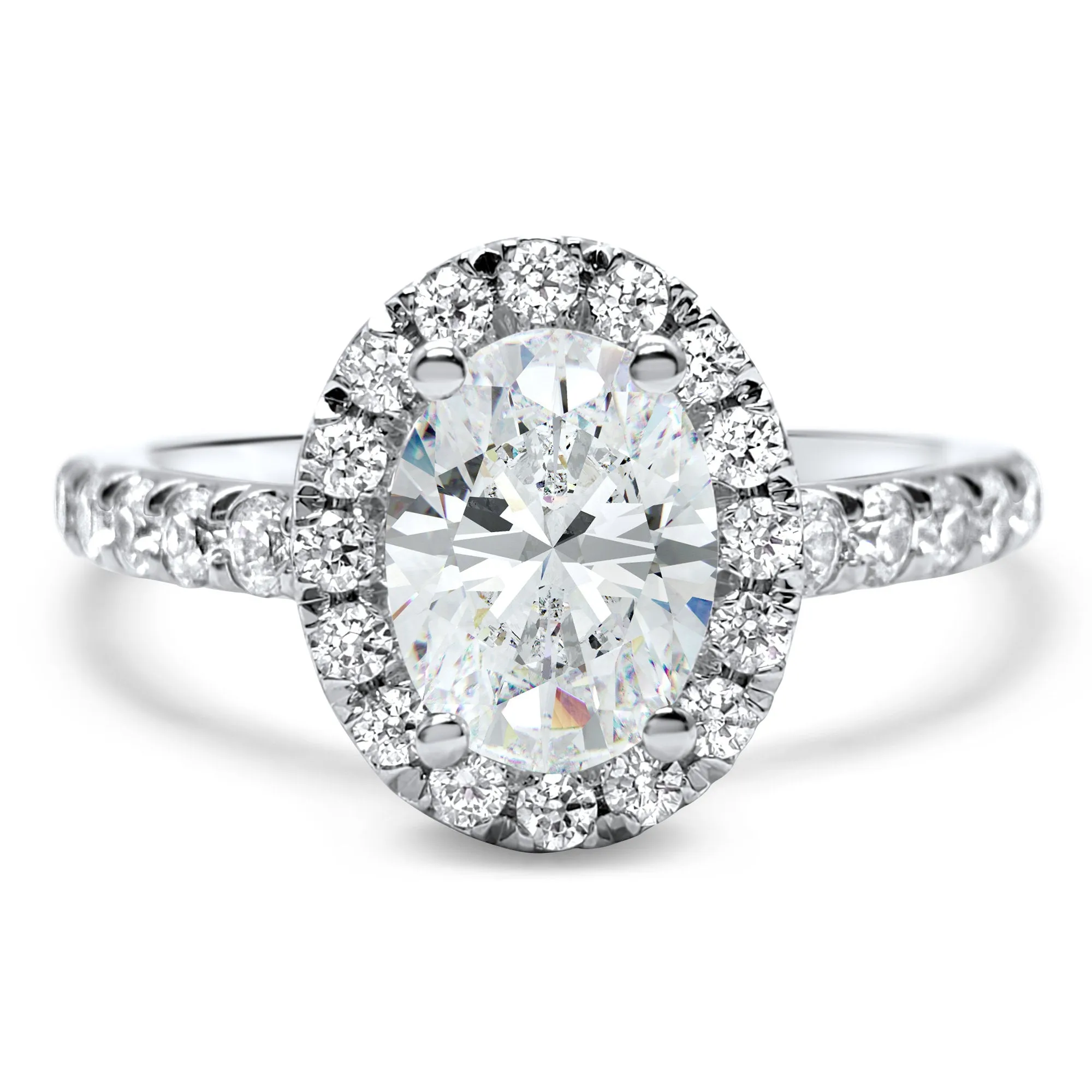 3.3 ctw Diamond Halo Wedding set, Oval  Engagement set, Bridal Set 14k Solid White Gold