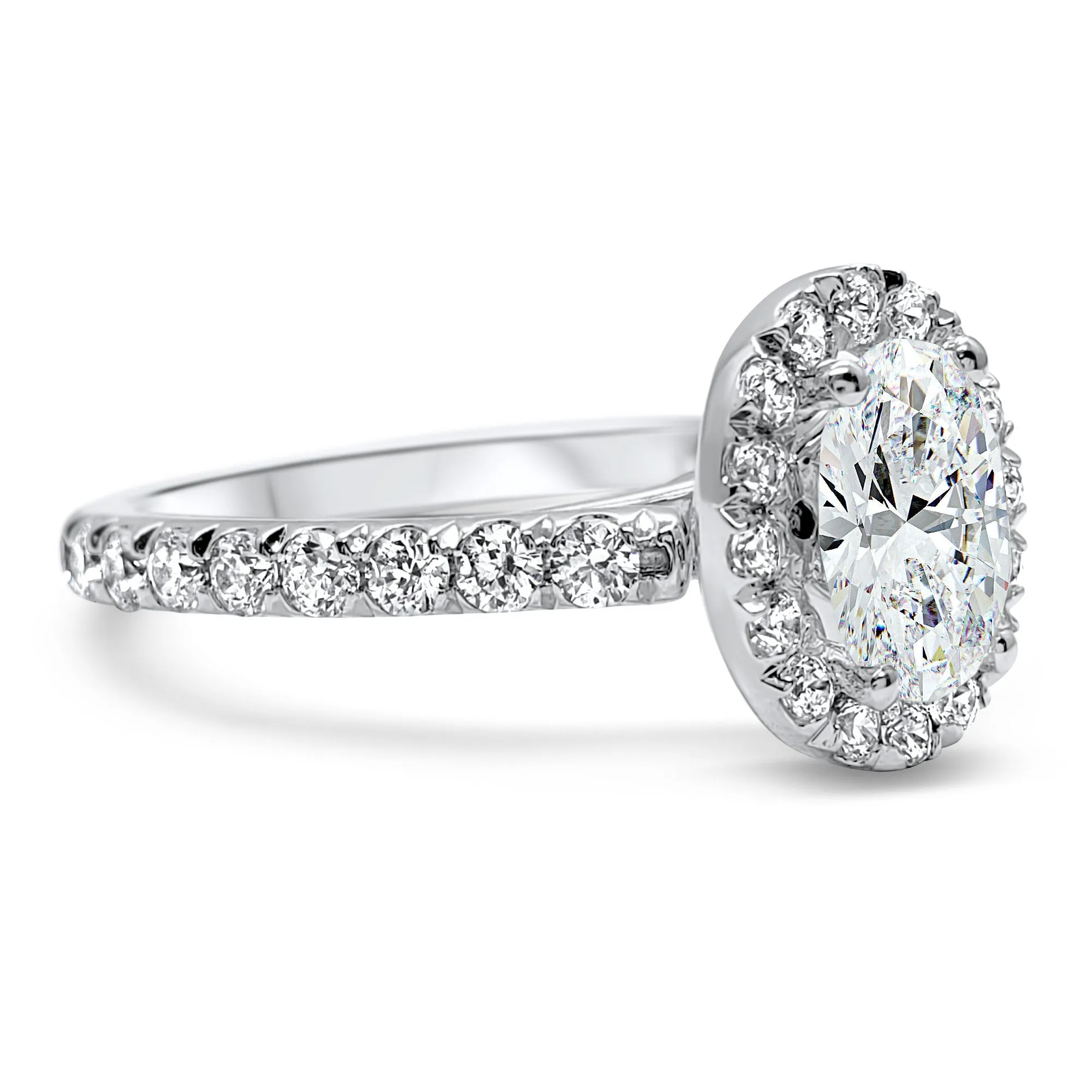 3.3 ctw Diamond Halo Wedding set, Oval  Engagement set, Bridal Set 14k Solid White Gold