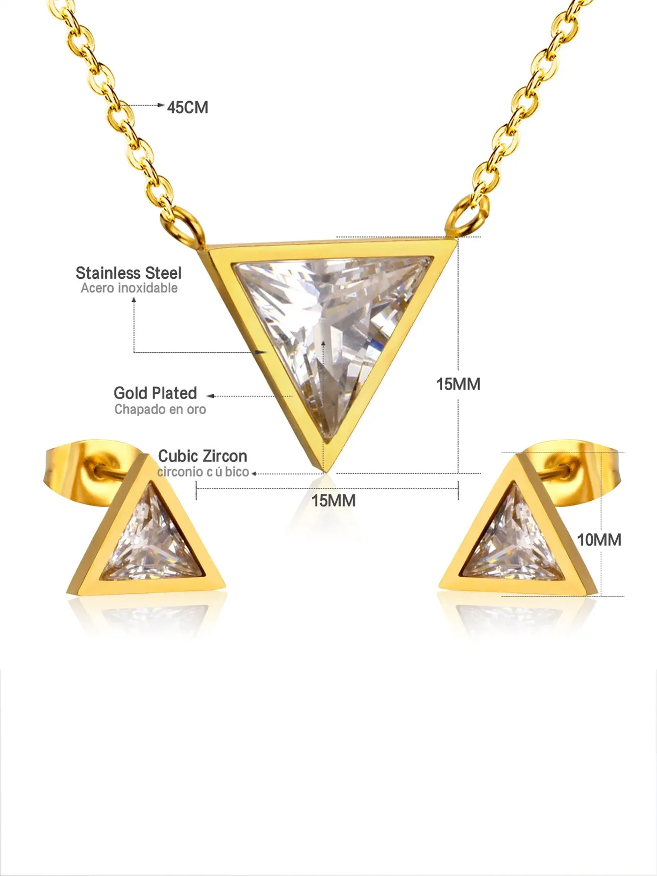 3pcs Stainless Steel Triangle Jewelry Set - FD ⚡