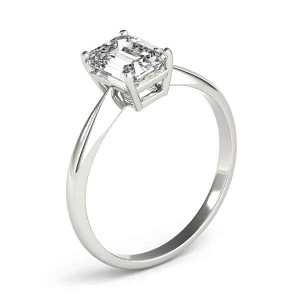 4-Prong Emerald Solitaire 14k White Gold Moissanite Engagement Ring