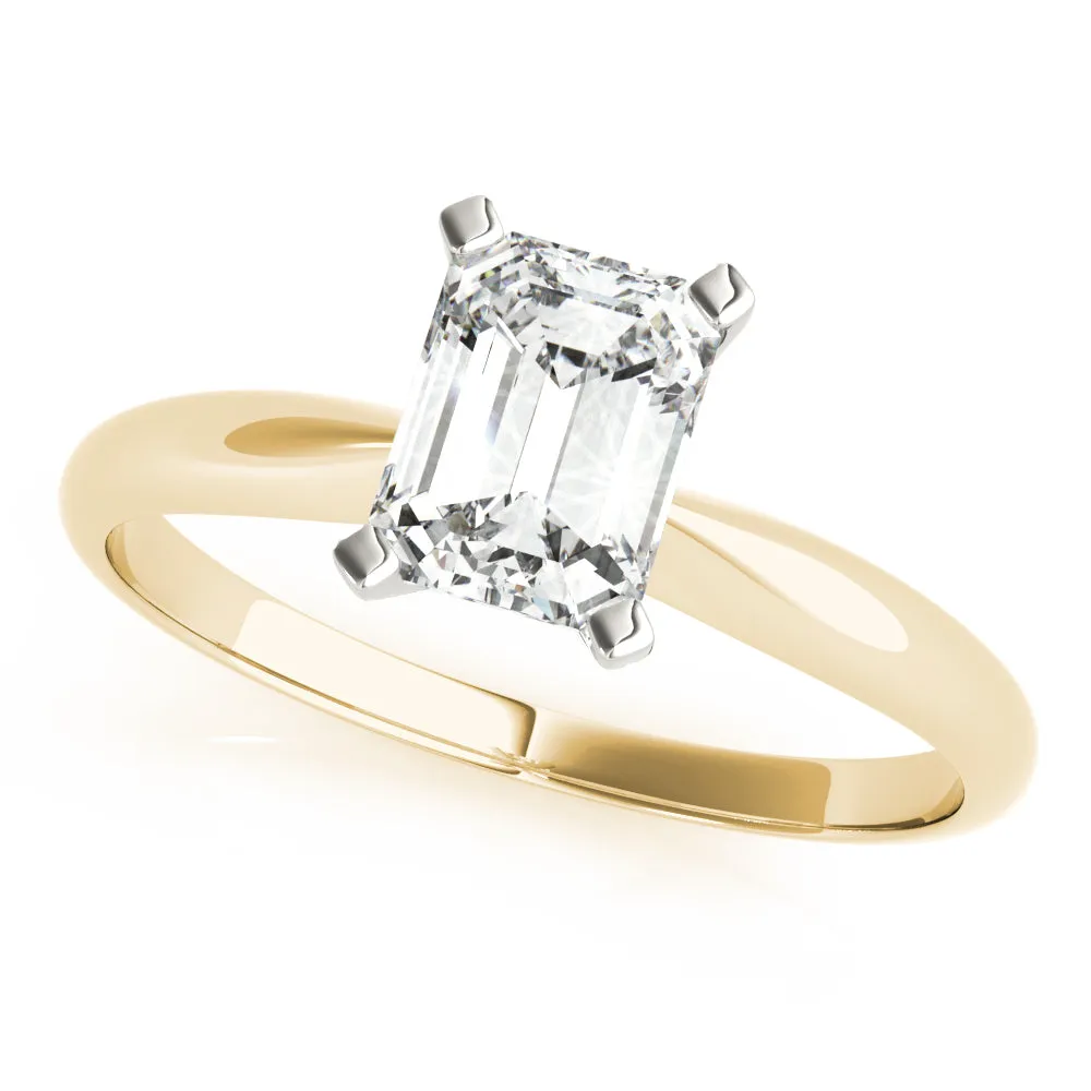 4-Prong Emerald Solitaire 14k White Gold Moissanite Engagement Ring