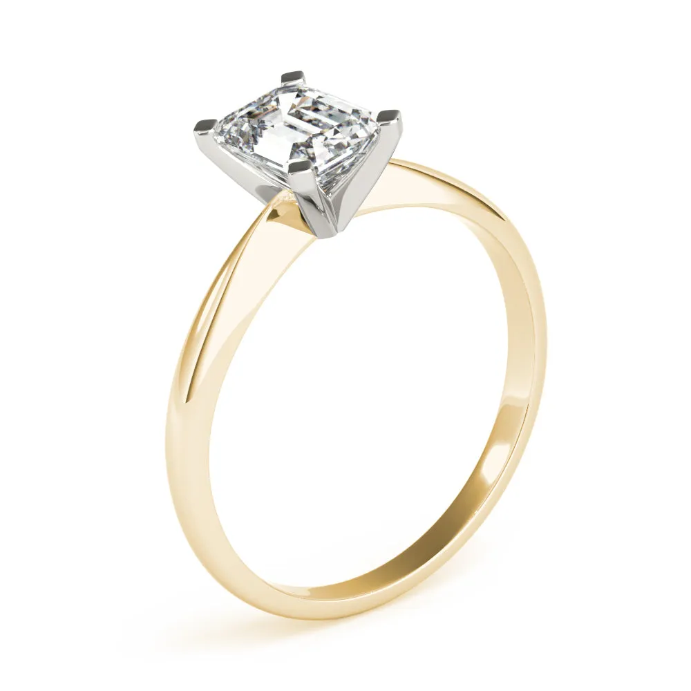 4-Prong Emerald Solitaire 14k White Gold Moissanite Engagement Ring