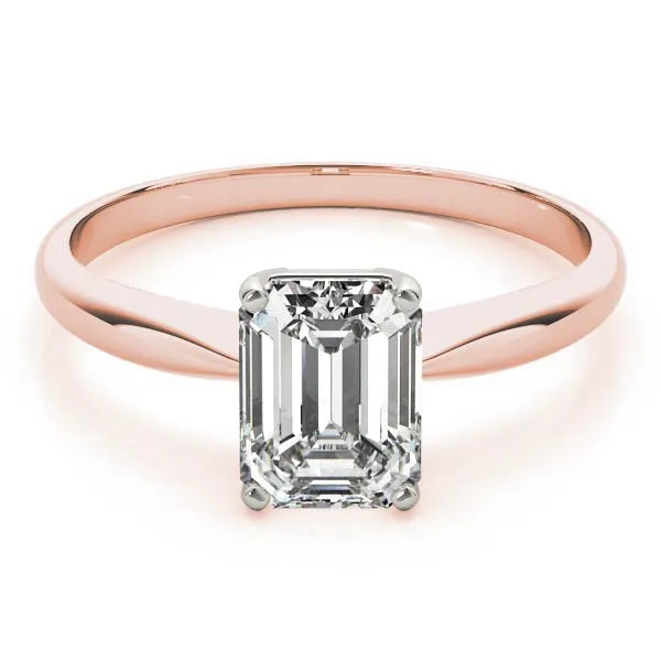 4-Prong Emerald Solitaire 14k White Gold Moissanite Engagement Ring