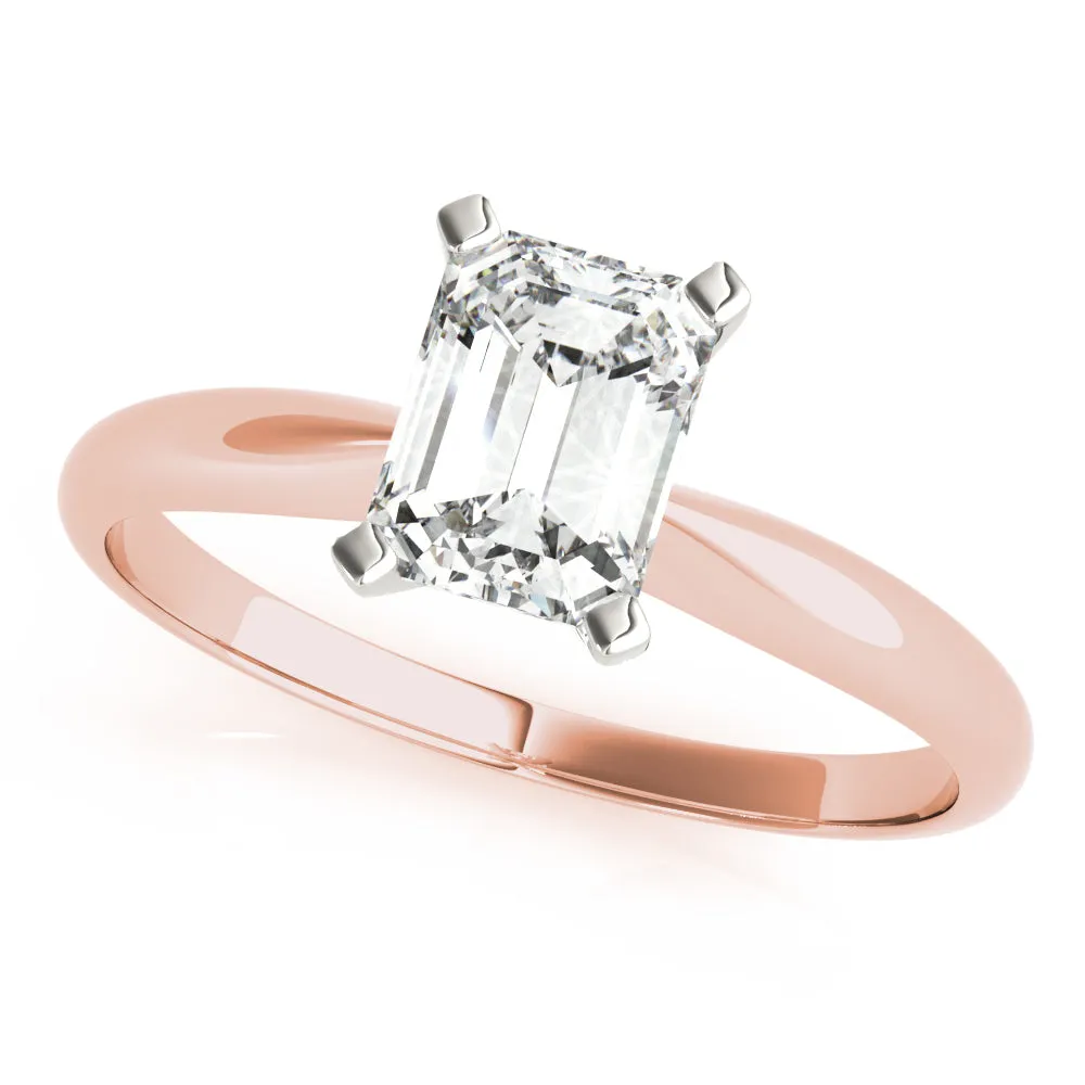4-Prong Emerald Solitaire 14k White Gold Moissanite Engagement Ring