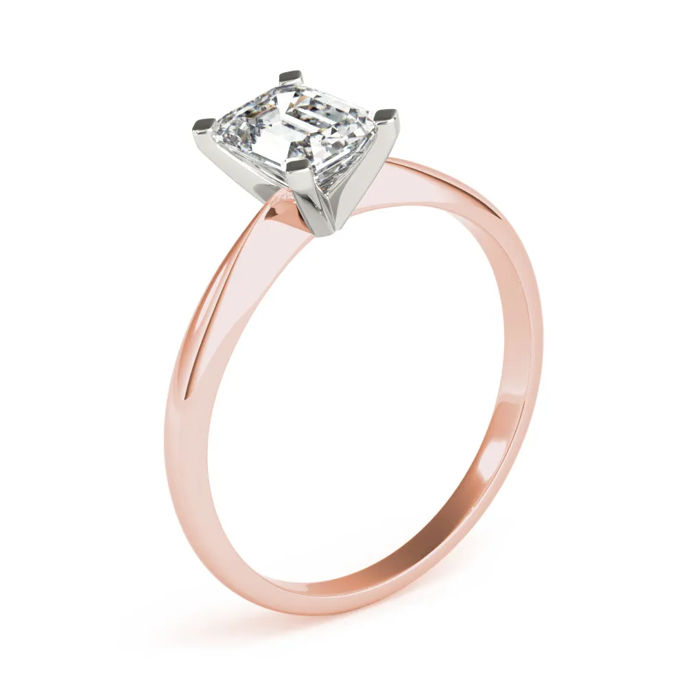 4-Prong Emerald Solitaire 14k White Gold Moissanite Engagement Ring