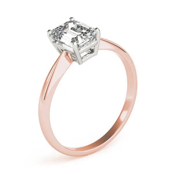 4-Prong Emerald Solitaire 14k White Gold Moissanite Engagement Ring