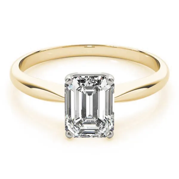 4-Prong Emerald Solitaire 14k White Gold Moissanite Engagement Ring