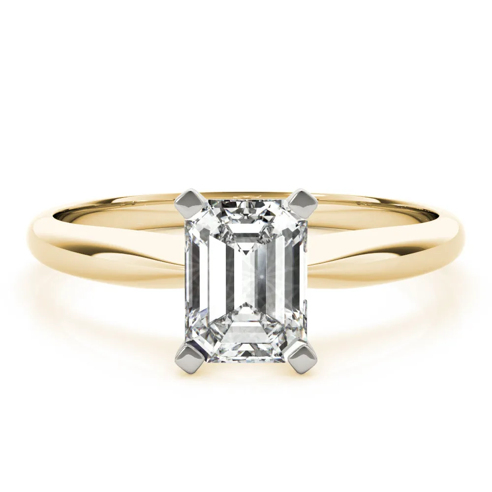 4-Prong Emerald Solitaire 14k White Gold Moissanite Engagement Ring