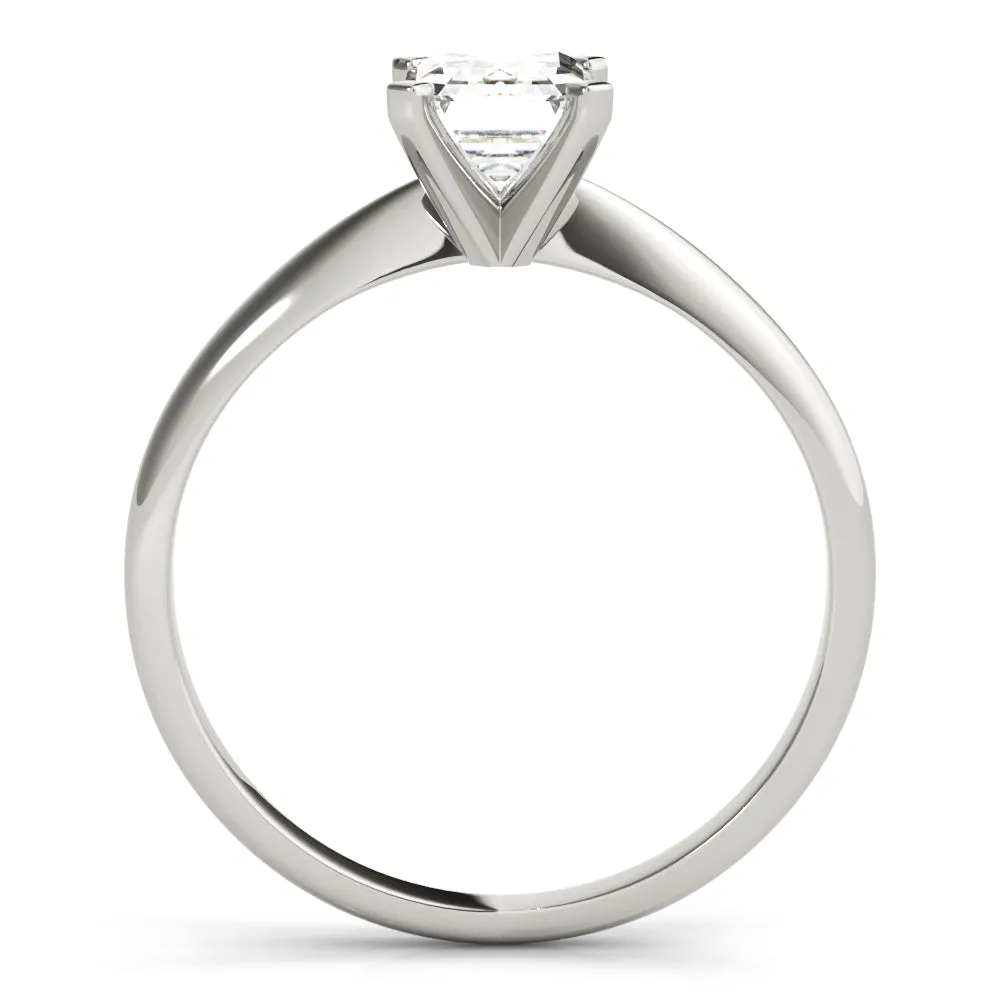 4-Prong Emerald Solitaire 14k White Gold Moissanite Engagement Ring
