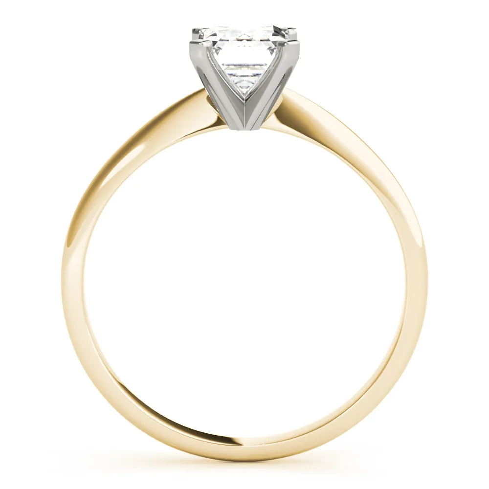 4-Prong Emerald Solitaire 14k White Gold Moissanite Engagement Ring