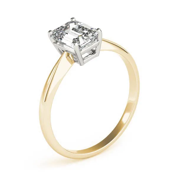 4-Prong Emerald Solitaire 14k White Gold Moissanite Engagement Ring