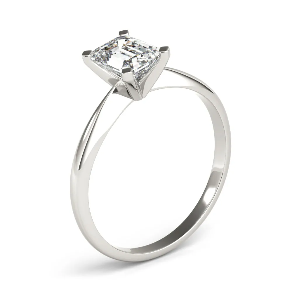 4-Prong Emerald Solitaire 14k White Gold Moissanite Engagement Ring