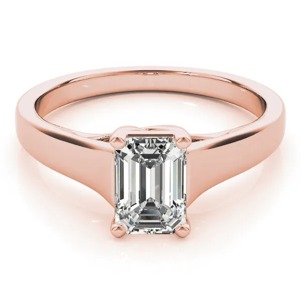 4-Prong Emerald Solitaire Platinum Moissanite Engagement Ring